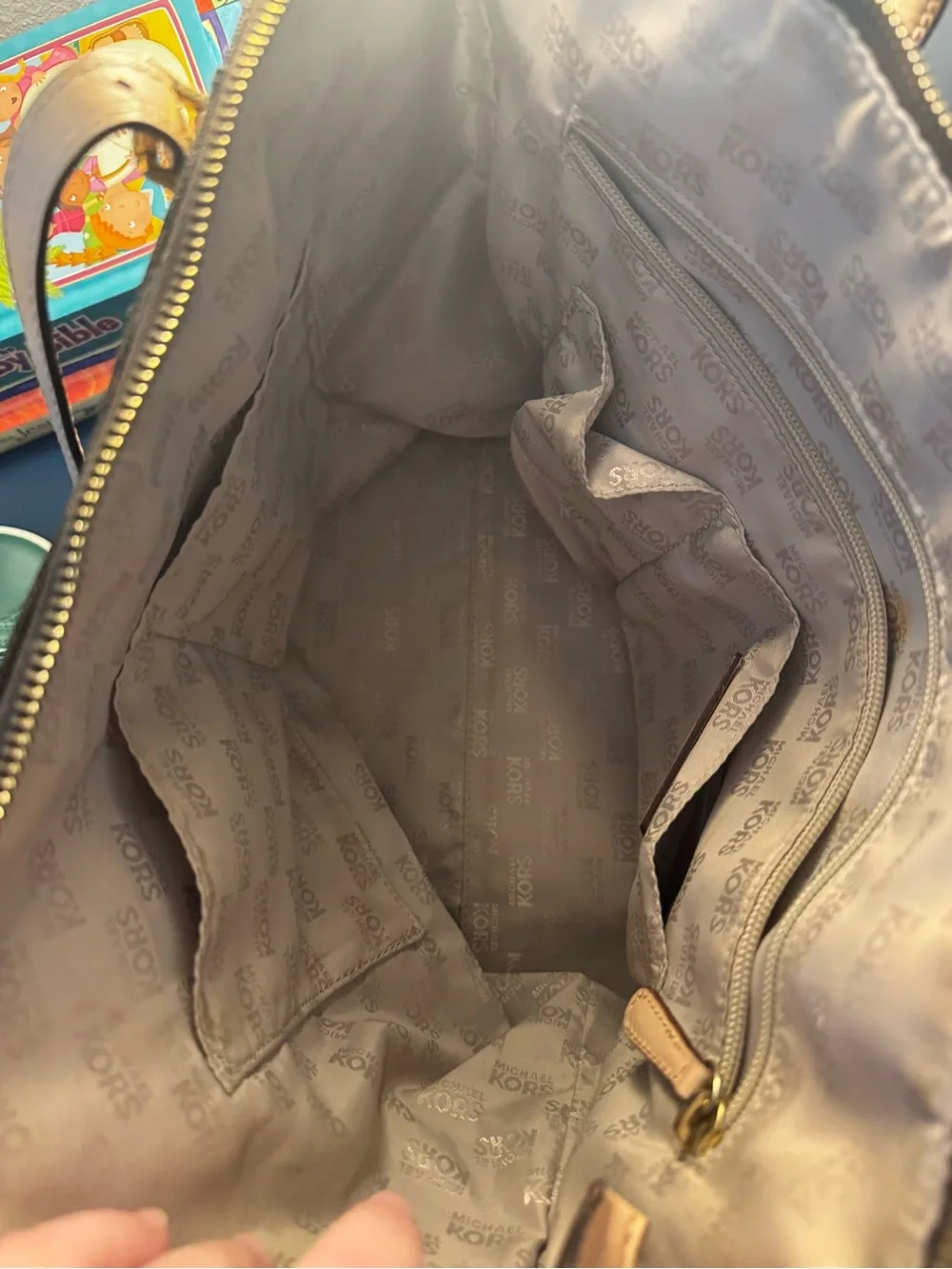 Michael Kors Brown Signature Canvas Tote with Tan Leather Straps